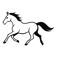 Obraz premium silhouette of black running horse - vector illustration