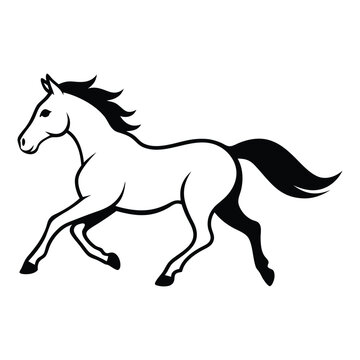 recommend clip art: silhouette of black running horse - vector illustration