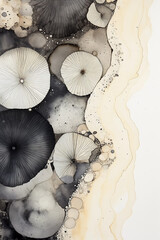 Abstract vertical watercolor artwork with beige and black spots. Printable painting, wall art