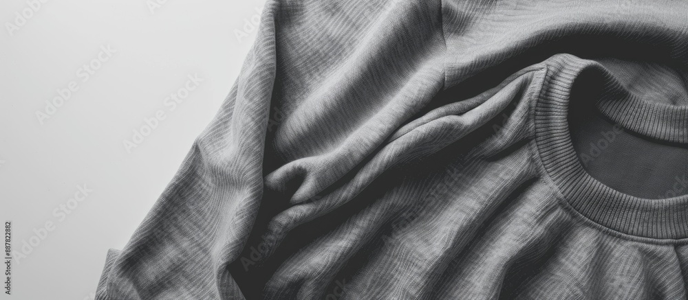 Aufkleber Gray sweatshirt isolated on a white background with copy space image for logos and designs shown in a flat lay style capturing a close up of the long sleeve