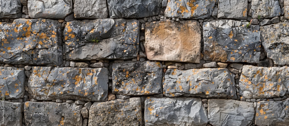 Poster Background texture of an ancient stone wall with seamless appearance for use as a copy space image