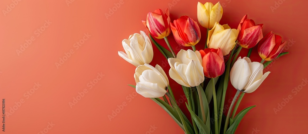 Poster decorative mother s day tulip bouquet with ample copy space image