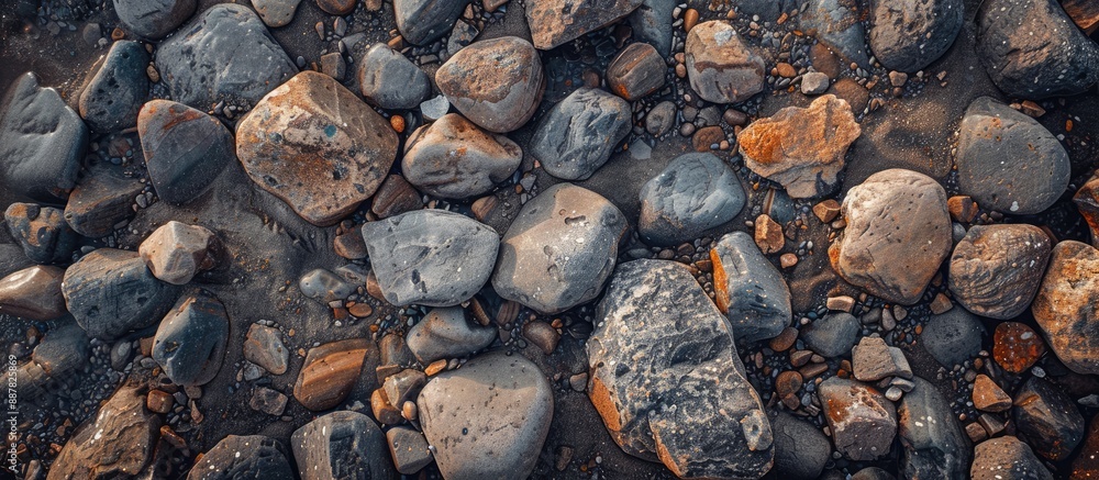 Aufkleber Fascinating stones scattered on the terrain creating an appealing scene with copy space image