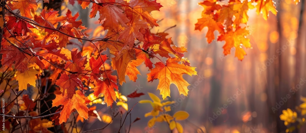 Aufkleber vibrant fall foliage captured in a forest setting with an inviting copy space image