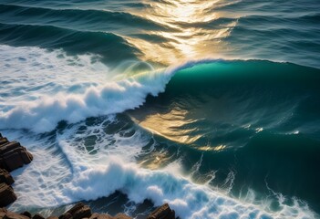 Beautiful beach scenery, high angle view of the sea