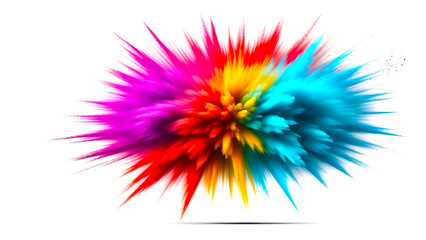 Abstract illustration of dry powder paint splatter looks like an explosion. Multicoloured dust.
