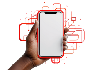 Hand Holding Phone with Abstract Background