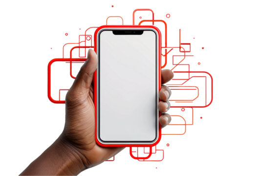 Hand Holding Phone with Abstract Background