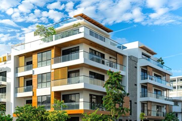 Modern Apartment Building with Balcony