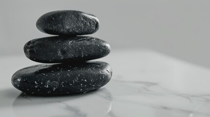 Spa stones stacked on a white surface