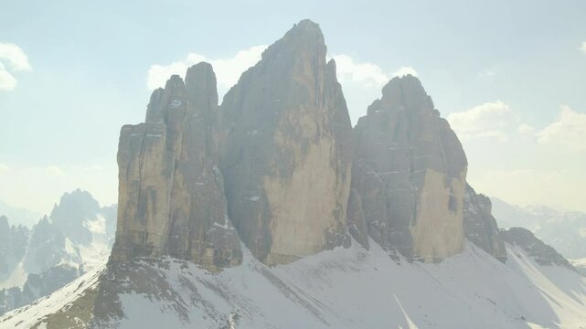 Tre Cime - Three Merlons - South Tyrol - Alto Adige - Italian Alps - drone shot