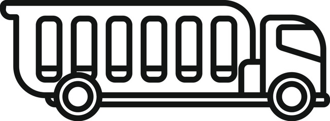 Line drawing of a long truck delivering cargo on the road