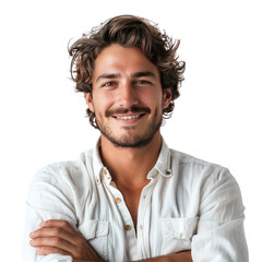 portrait of Smiling man isolated on transparent Background