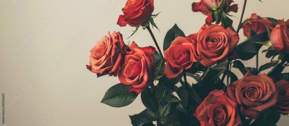 Aufkleber Retro themed arrangement featuring roses in a photo with empty space for text or design known as a copy space image