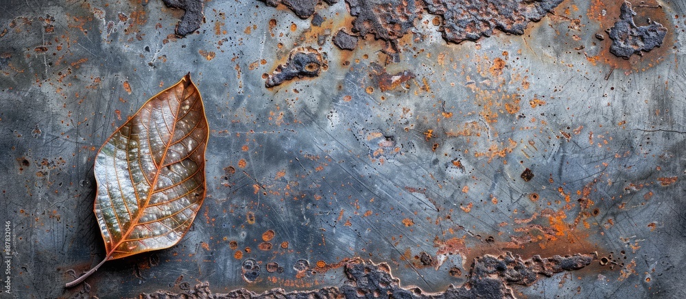 Aufkleber Iron profile texture on a gray metal leaf background with copy space image