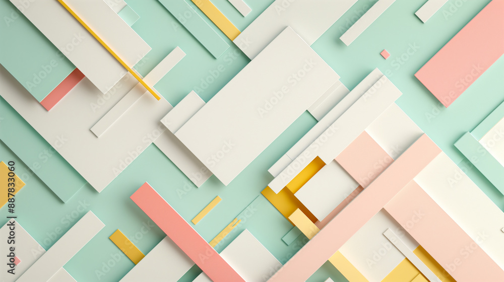 Poster pastel colored tech background with a geometric 3d structure. clean, minimal design with simple futu