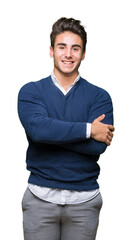 Fototapeta premium Young handsome business man over isolated background happy face smiling with crossed arms looking at the camera. Positive person.