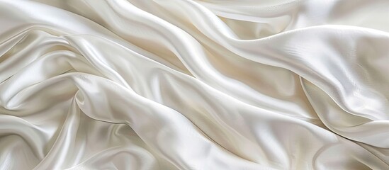 Obraz premium Detailed close up of white silk fabric showing ripples and textures with ample copy space image