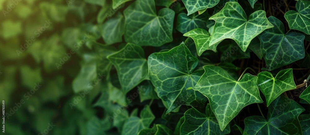 Poster green ivy leaves with a natural background and copy space image