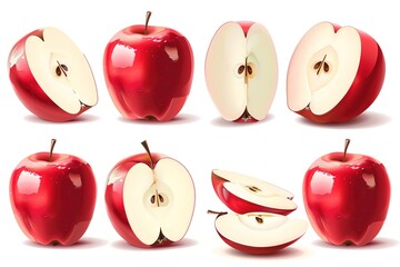 Set of apples isolated on white background
