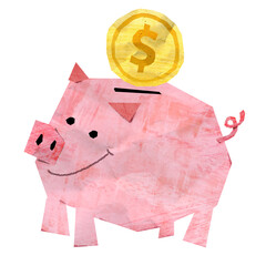PNG Piggy bank, money saving, finance paper craft collage, transparent background © Rawpixel.com