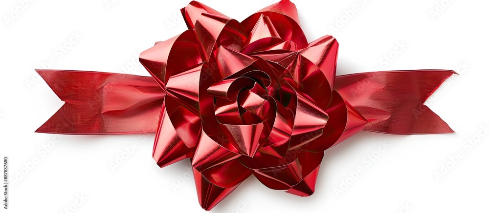 Aufkleber Isolated on a white background a large red holiday bow with clipping path for copy space image