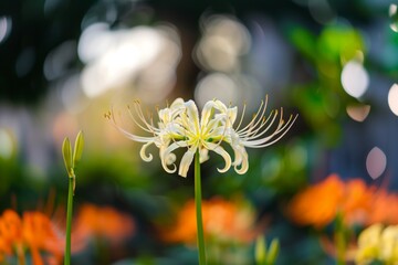 Spider lily flowers in a garden 