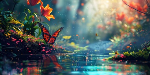 Beautiful butterfly in nature. Selective focus.