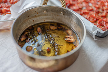 Roasted Tomatoes in Olive Oil,dry small tomatoes,cooking process,canned food,healthy home...