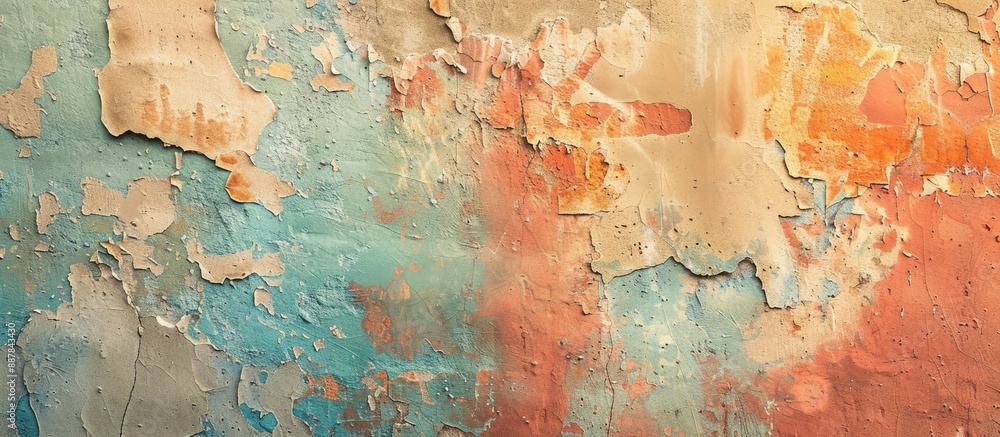Poster textured colorful plastered wall with a wallpaper background ideal for a copy space image