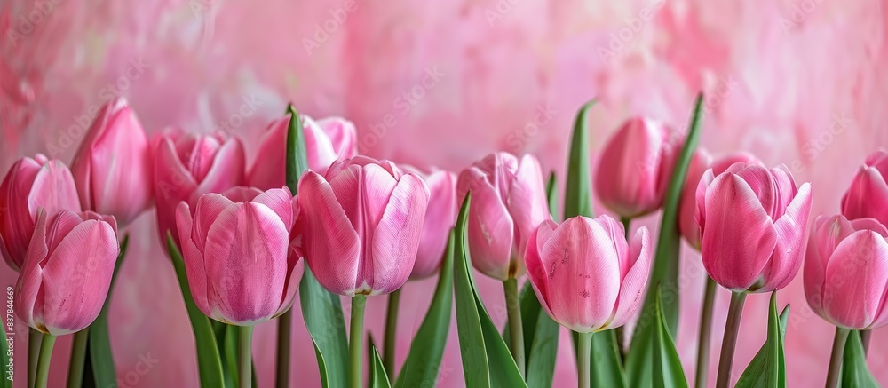Poster a greeting card with pink tulips suitable for various occasions like birthdays easter women s day mo
