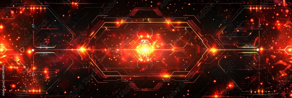 Poster futuristic technology a glowing abstract science background with red geometry rendered in 3d