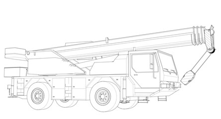  mobile crane machine 3d illustration