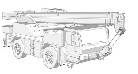  mobile crane machine 3d illustration