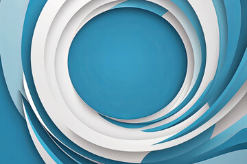 Abstract blue paper layer circles with curves and lines