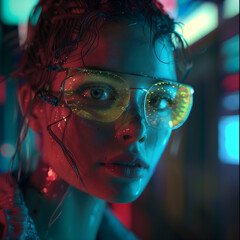 Generative AI, Neon Dreams: Stunning Cyberpunk Woman
