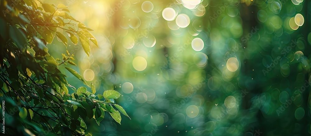 Aufkleber green blurred art with bokeh effect in a forest setting creates a tranquil ambiance and features amp