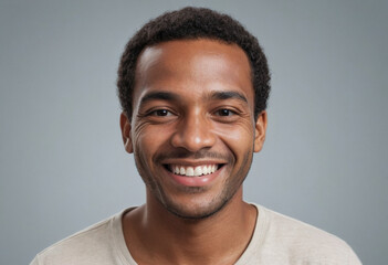 Obraz premium Portrait view of a regular happy smiling Cabo Verde man, ultra realistic, candid, social media, avatar image, plain solid background