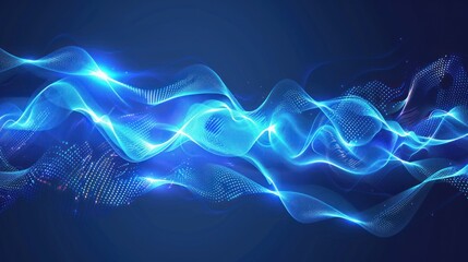 Obraz premium Abstract Blue Wave with Glowing Particles