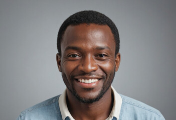 Obraz premium Portrait view of a regular happy smiling Equatorial Guinea man, ultra realistic, candid, social media, avatar image, plain solid background
