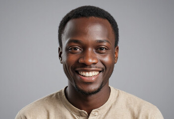 Obraz premium Portrait view of a regular happy smiling Ghana man, ultra realistic, candid, social media, avatar image, plain solid background