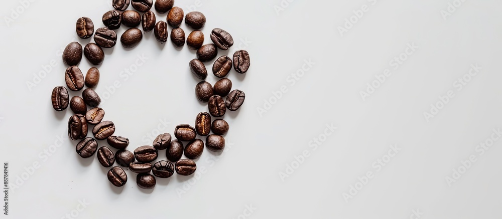 Aufkleber circular arrangement of coffee beans on a white background with copy space image