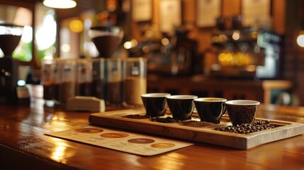 Coffee tasting in a rustic cafe.