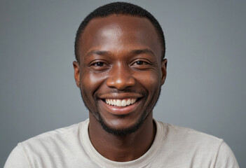 Obraz premium Portrait view of a regular happy smiling Liberia man, ultra realistic, candid, social media, avatar image, plain solid background