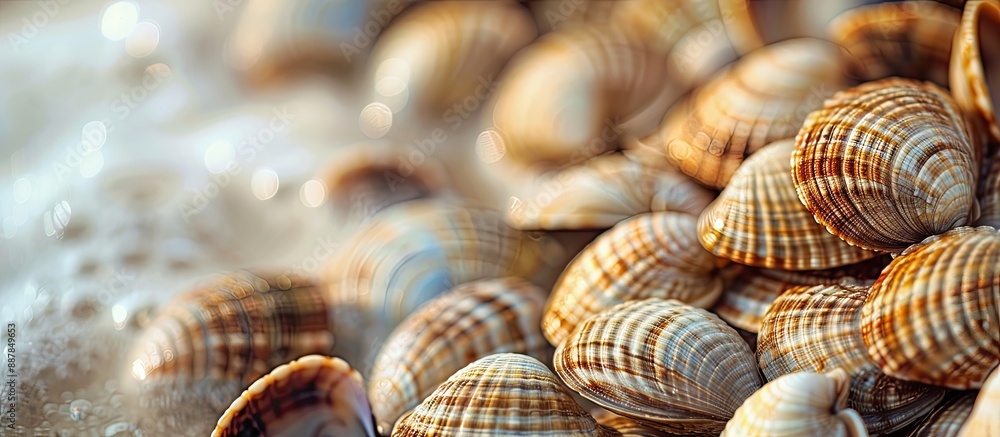 Poster white background with copy space image featuring clams