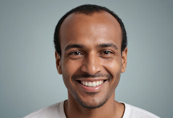 Fototapeta premium Portrait view of a regular happy smiling Mauritania man, ultra realistic, candid, social media, avatar image, plain solid background