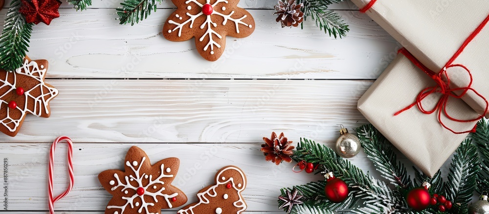 Poster capture the festive vibe with a top down view of a christmas and new year holiday scene featuring re