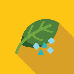 Green leaf releasing blue and green geometric shapes, great for topics related to ecology, nature or biotechology