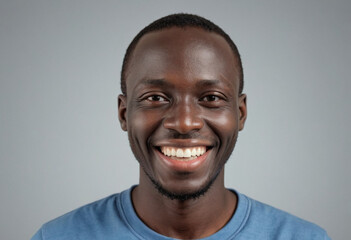 Obraz premium Portrait view of a regular happy smiling Senegal man, ultra realistic, candid, social media, avatar image, plain solid background