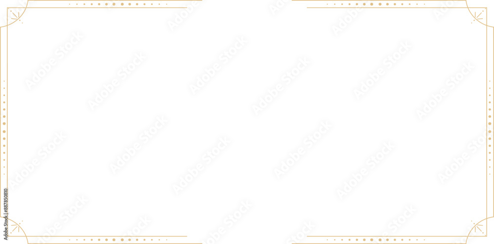 Canvas Prints line golden frame, celestiam minimal esoteric border, mystyc linear decoration with dots, corners is